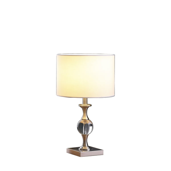 20” Compact Crystal And Satin Nickel Table Lamp