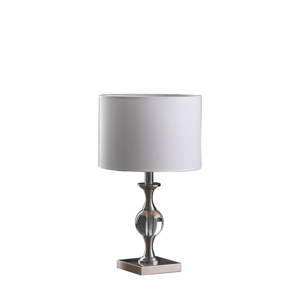 20” Compact Crystal And Satin Nickel Table Lamp