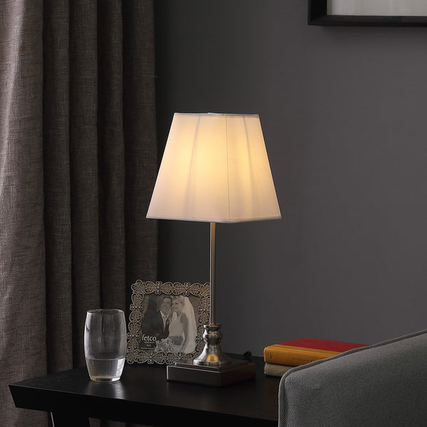 19” Classic Silver Table Lamp With Nickel Finish