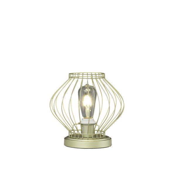 10” Industrial Gold Metal Open Cage Table Lamp