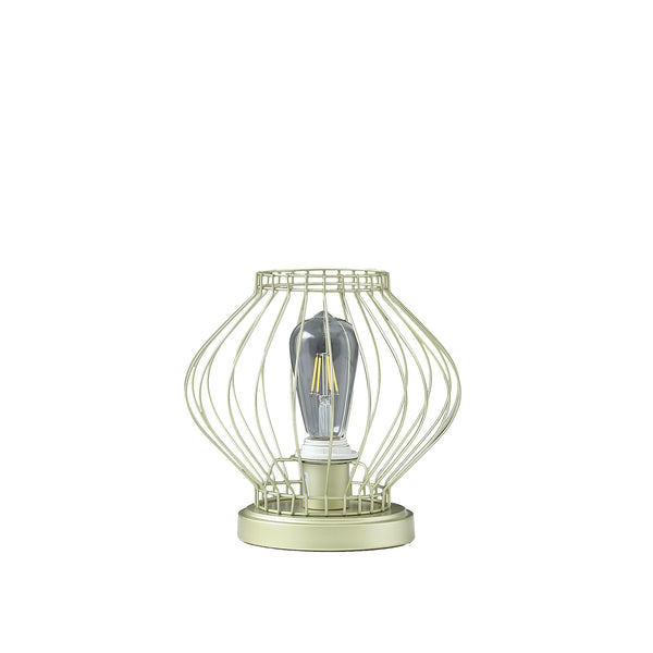 10” Industrial Gold Metal Open Cage Table Lamp