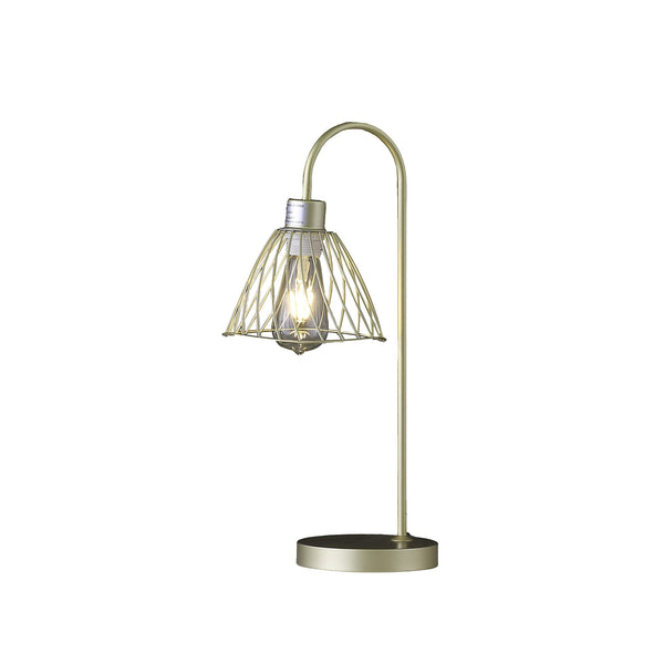 21” Industrial Satin Gold Cage Metal Table Lamp