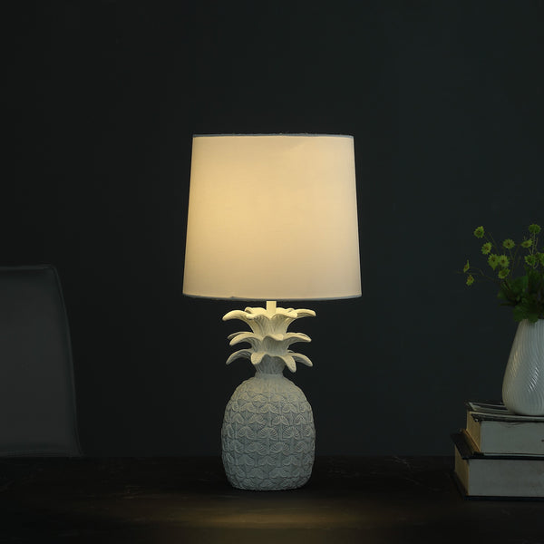 17” White Sculptural Pineapple Table Lamp