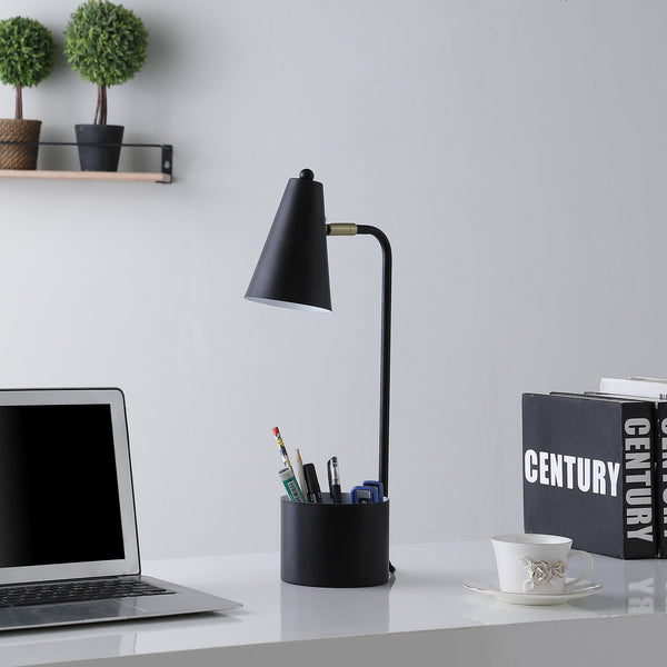 20” Compact Black Student Metal Desk Lamp