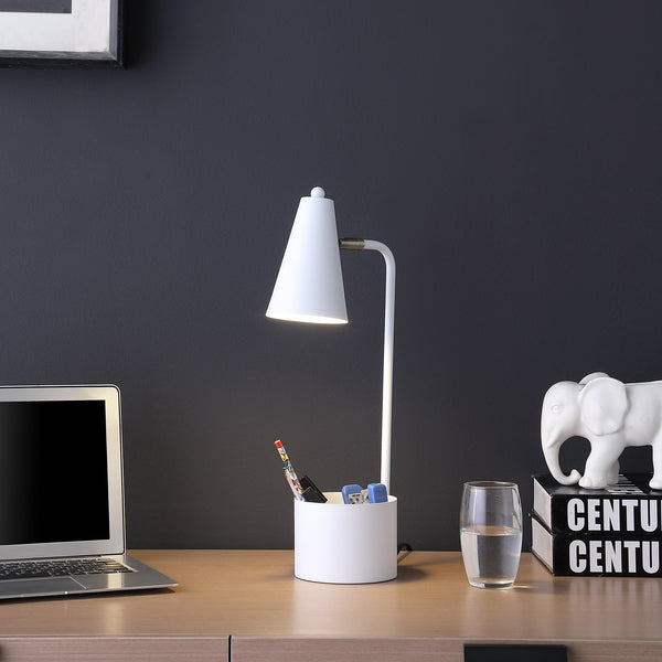 20" Compact White Student Metal Desk Lamp