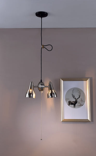 Two Light Industrial Silver Hanging Light