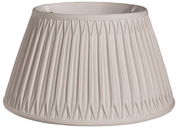 19" Cream Shallow Drum Smocked Shantung Lampshade