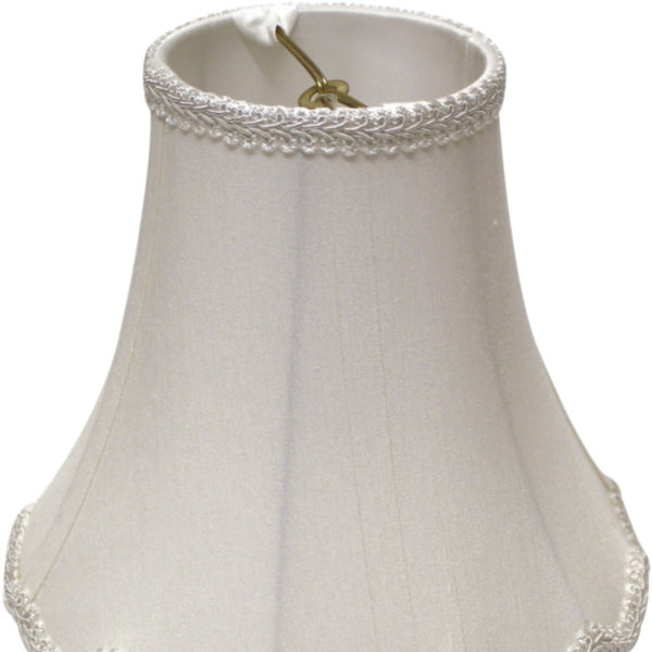 16" White Slanted Scallop Bell Monay Shantung Lampshade