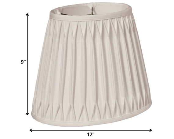 12" Cream Oval Smocked Pleat Paperback Shantung Lampshade