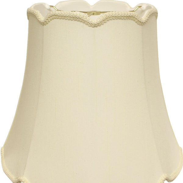 18" Ivory Empire Slanted Cylinder Scroll Edge Silk Lampshade