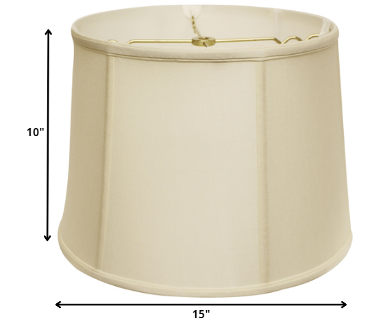 15" Ivory Throwback Drum Pongee Silk Lampshade