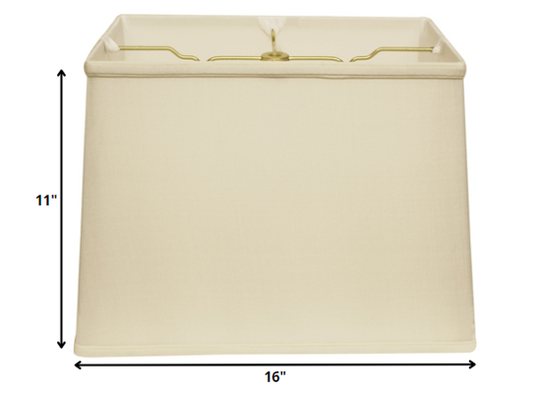 16" Ivory Throwback Rectangle Pongee Silk Lampshade