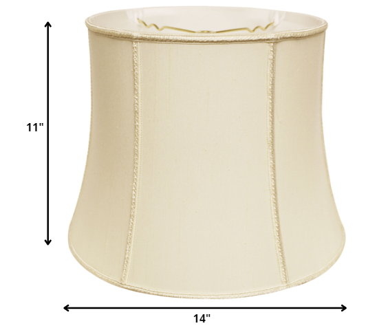 14" Ivory Slanted Girdle Shantung Lampshade