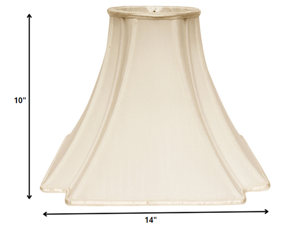 14" Ivory Slanted Notch Square Shantung Lampshade