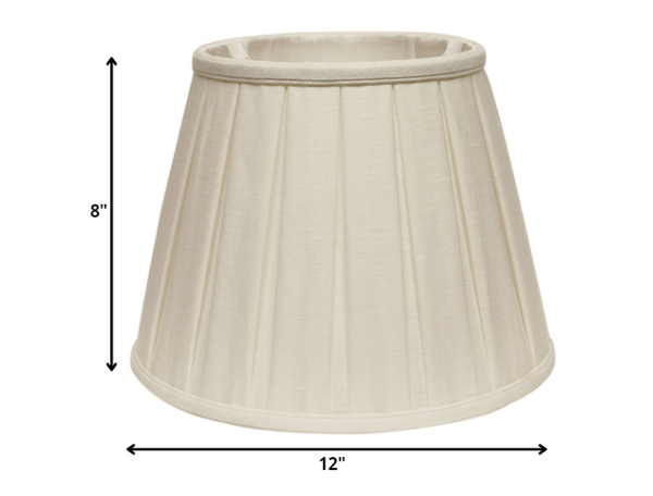 12" White Slanted Paperback Linen Lampshade with Box Pleat