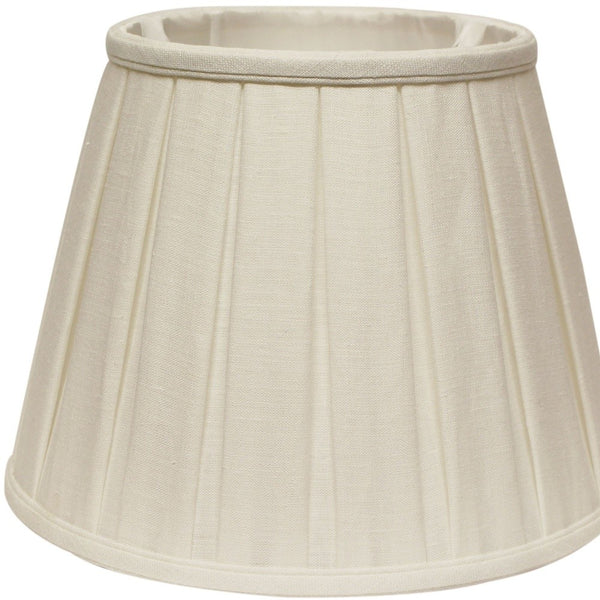 14" White Slanted Paperback Linen Lampshade with Box Pleat