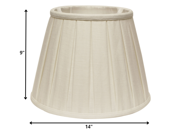 14" White Slanted Paperback Linen Lampshade with Box Pleat