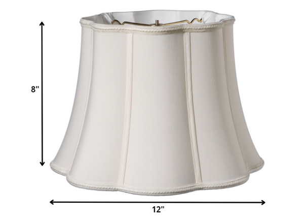 12" Cream Melon Scallop Paperback Shantung Lampshade