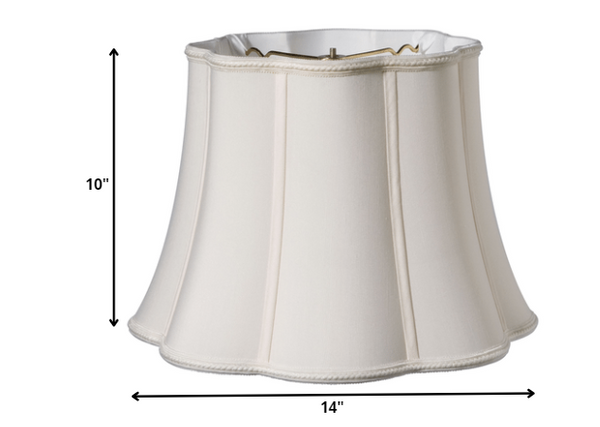 14" Cream Melon Scallop Paperback Shantung Lampshade