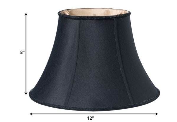 12" Black with Bronze Lining Slanted Oval Paperback Shantung Lampshade