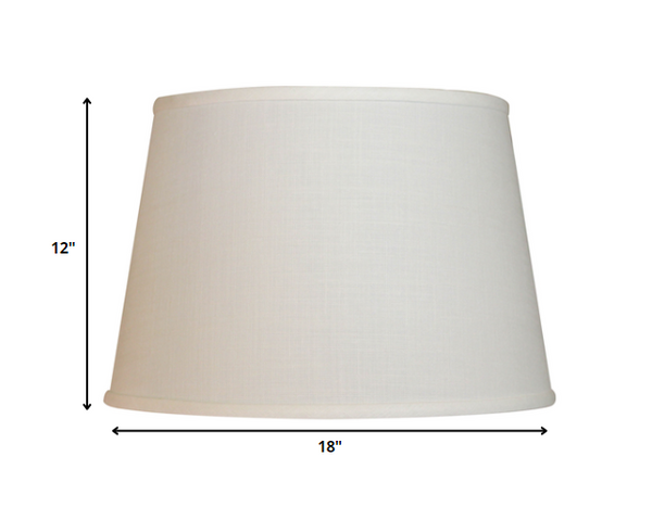 18" White Rounded Empire Slanted Linen Lampshade