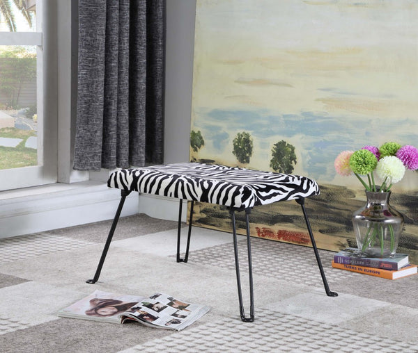 24" Faux Zebra Microfiber Folding Bench