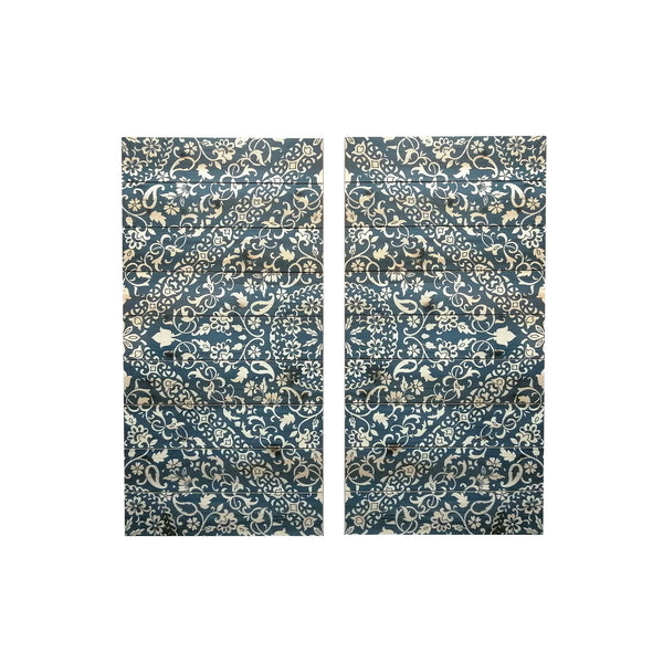 Two Piece Blue and Ivory Symmetry Medallion Wood Plank Wall Art