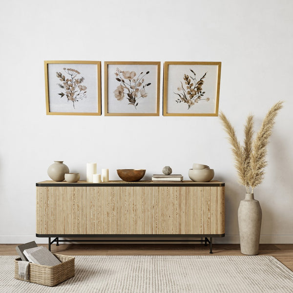 Set of Three Botanical Wildflowers Wall Art