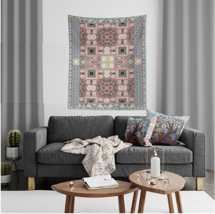 Spring Flower Pattern 80" x 68" Hanging Wall Tapestry