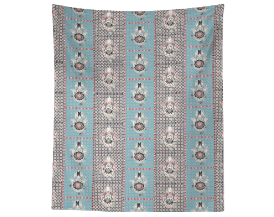 Grey and Blue Boho Hamsa Hand 80" x 68" Hanging Wall Tapestry