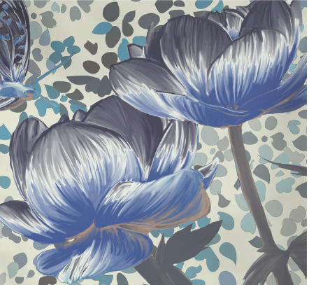 Blue and Grey Butterfly with Roses 80" x 68" Hanging Wall Tapestry