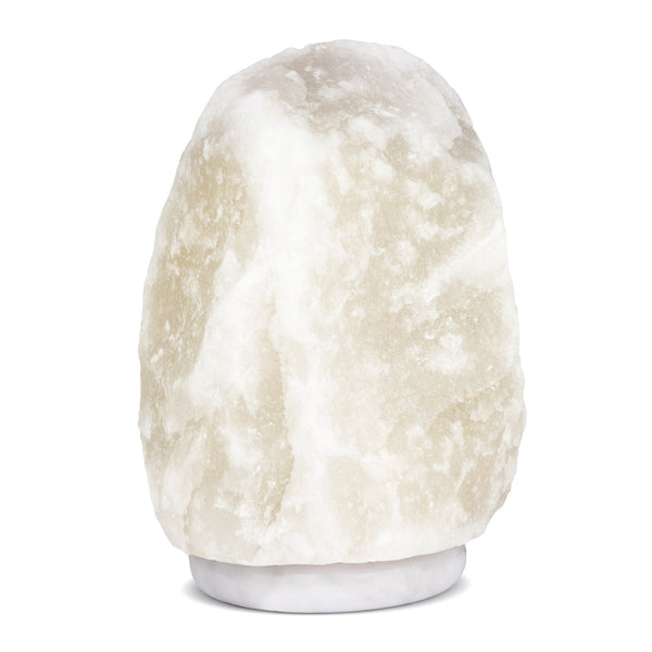 White Hand Carved 12-15 Pound Himalayan Salt and Marble Lamp