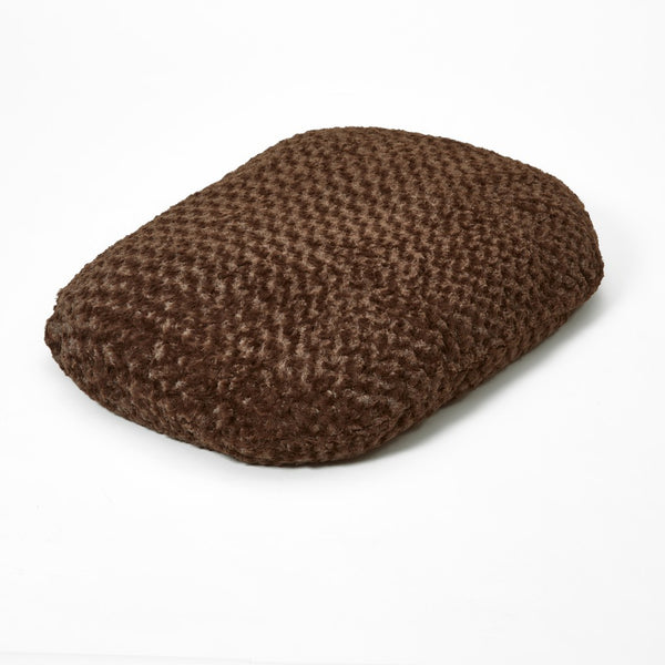 Brown 2' x 3' Lux Faux Fur Oval Pet Bed