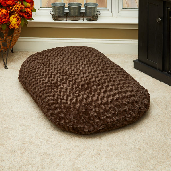 Brown 3' x 4' Lux Faux Fur Oval Pet Bed