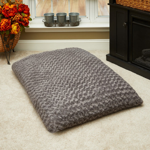 Gray 2' x 3' Lux Faux Fur Rectangle Pet Bed