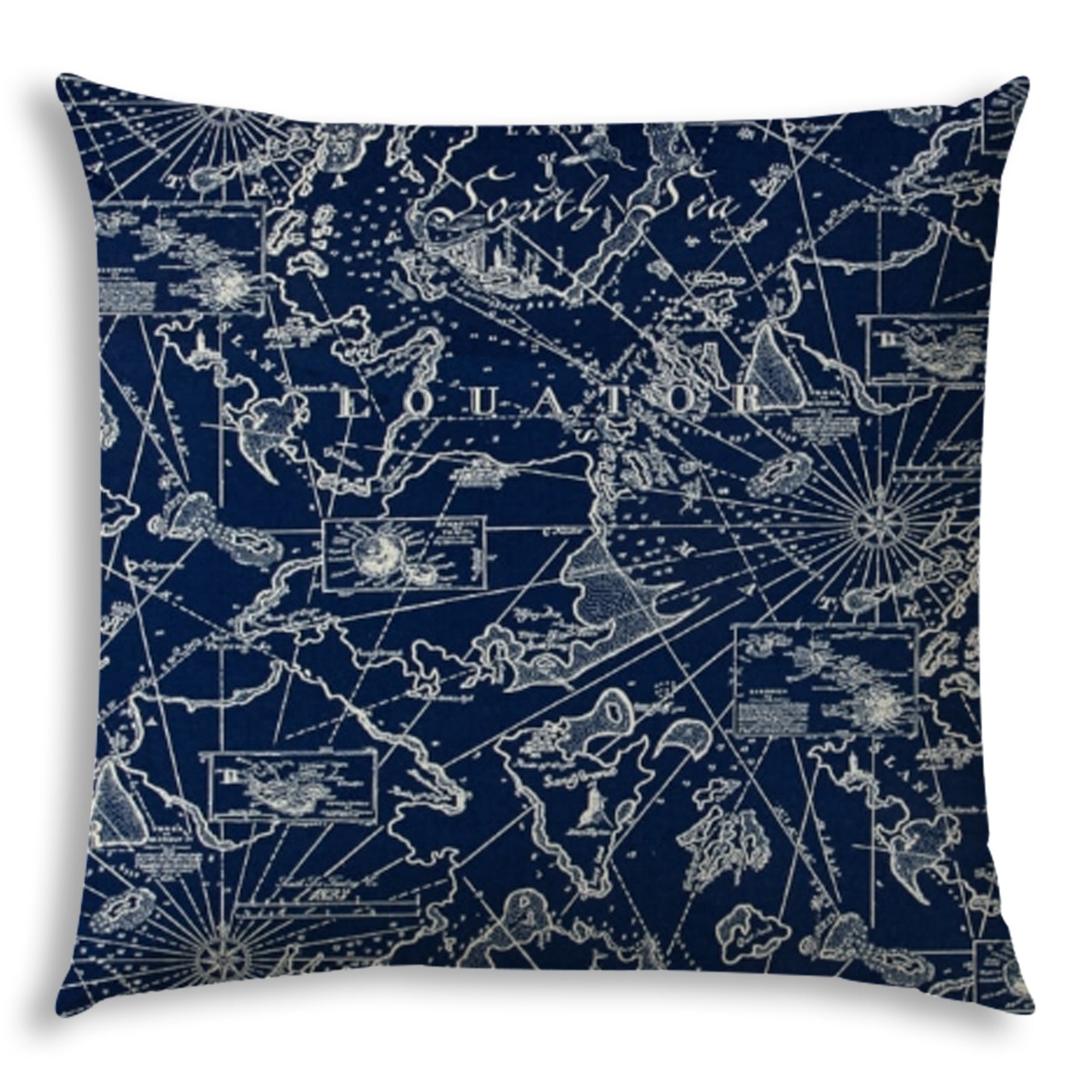 20” Navy Nautical Indoor Outdoor Zippered Pillow Cover