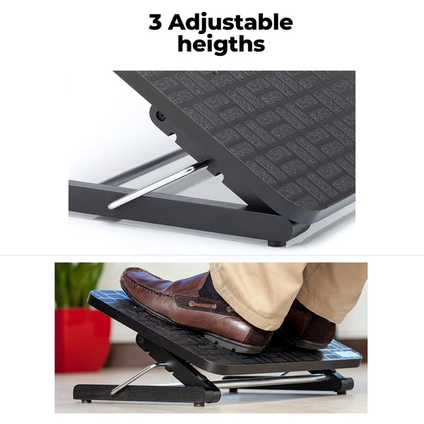 Black Adjustable Under Desk Ergonomic Foot Rest