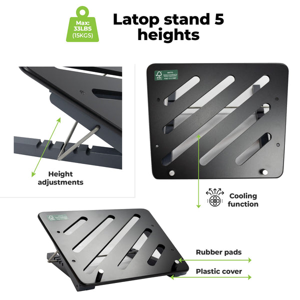 Black Adjustable Five Level Ergonomic Laptop Stand