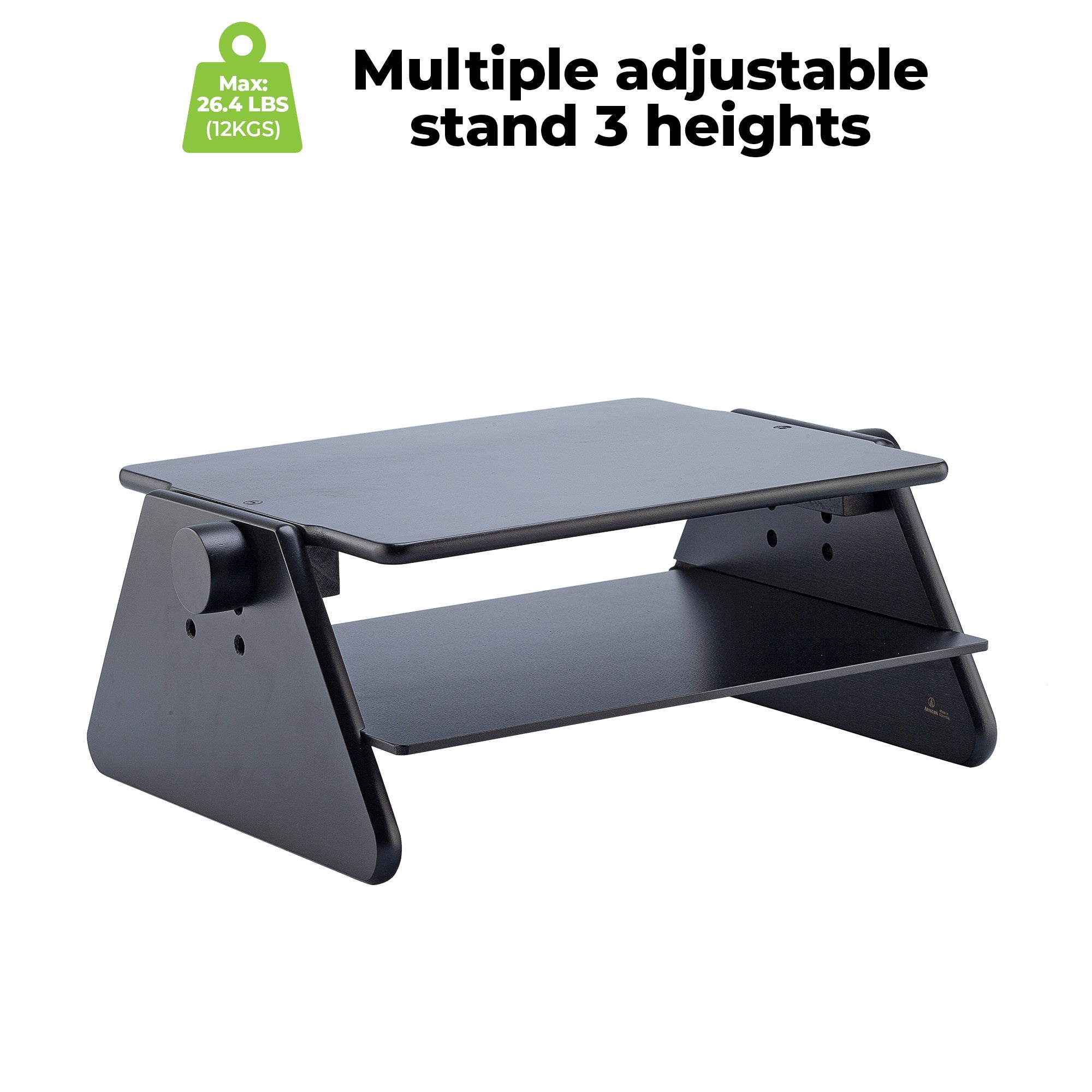 Modern Black Adjustable Three Level Ergonomic Monitor Stand