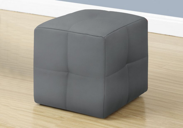 Set of 2 Kids Gray Faux Leather Ottomans