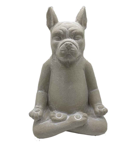 16" Cream Budha Dog Indoor Outdoor Statue