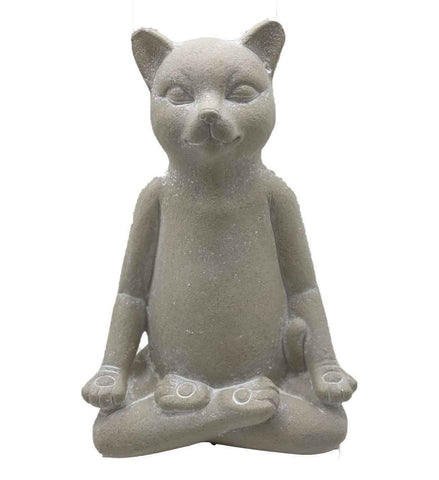 16" Cream Budha Cat Indoor Outdoor Statue