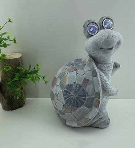 14" Grey Standing Up Snail Mosaic Tile Indoor Outdoor Statue