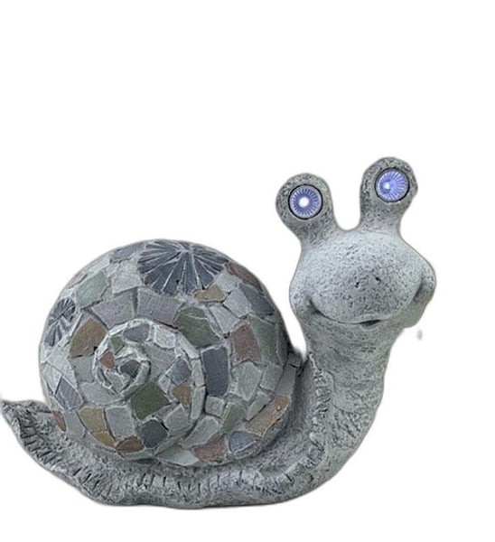 10" Grey Happy Snail Mosaic Tile Indoor Outdoor Statue