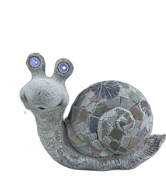 10" Grey Happy Snail Mosaic Tile Indoor Outdoor Statue