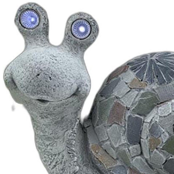 10" Grey Happy Snail Mosaic Tile Indoor Outdoor Statue