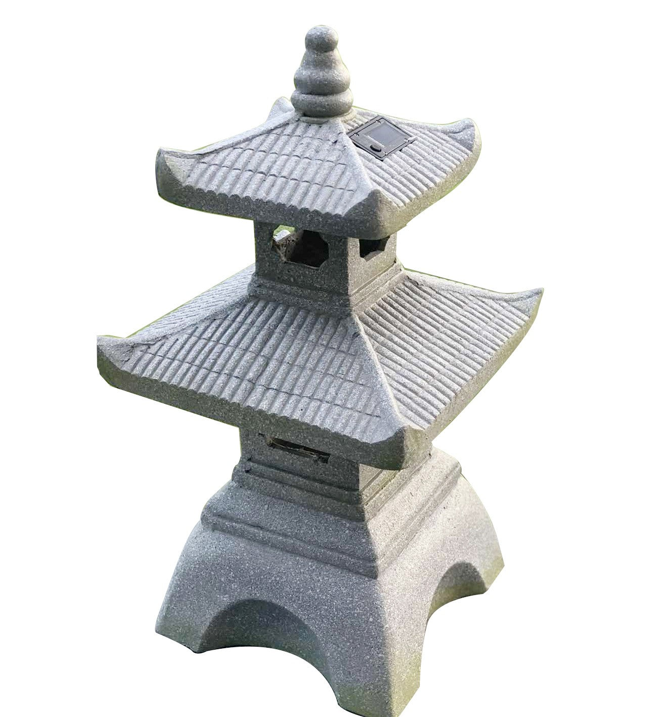 26" Dark Gray Pagoda Solar Light Lantern Outdoor Statue