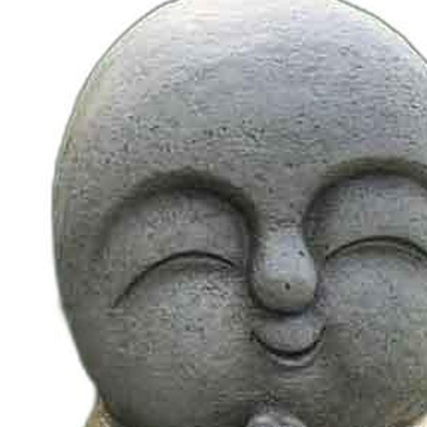 15" Gray and Gold Sweet Smiling Monk Indoor Outdoor Statue