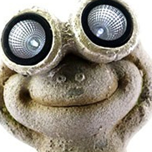 20" Two Tan Solar Eye Frogs Outdoor Statue