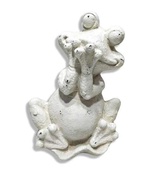 16" White Happy Frog Indoor Outdoor Statue